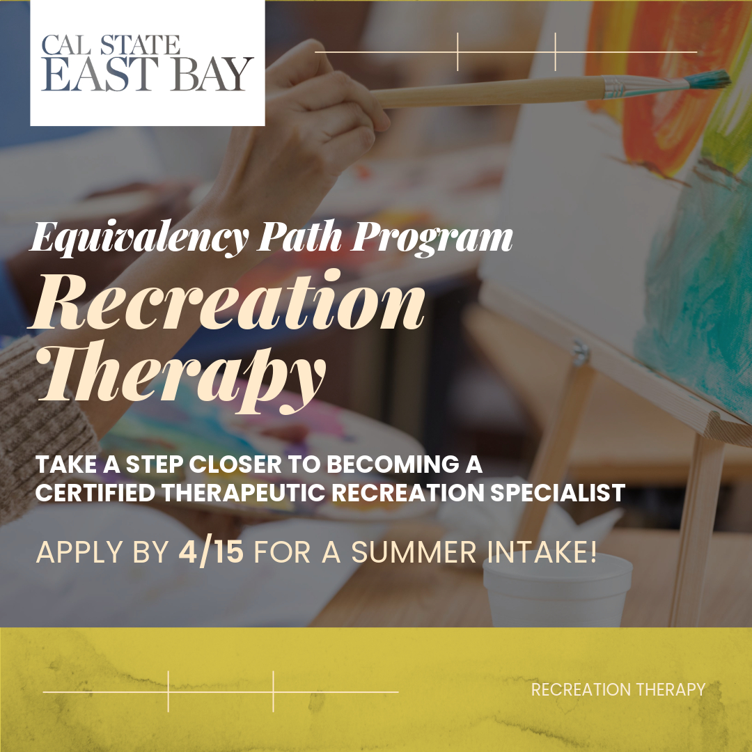 CSUEBContEd's tweet image. Discover your passion in Rec Therapy and take a step closer to becoming a Certified Therapeutic Recreation Specialist (CTRS) with NCTRC. Don't miss out on this amazing opportunity! Apply by 4/15 for a summer intake. Learn more at: ow.ly/ZRLt50QIRji