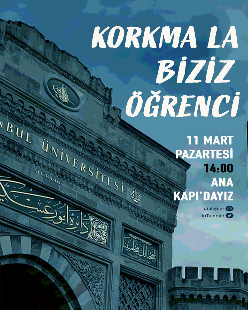 ⚡⚡⚡ Geliyoruz ⚡⚡⚡

11 Mart Pazartesi
Beyazıt Ana Kapı
14.00