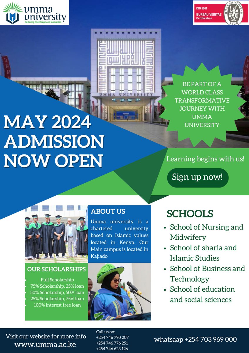 '🎉 Get ready to kickstart your academic journey with a bang! 🚀 We're thrilled to announce the opening of our MAY intake at Umma University, and guess what? Full scholarships are available for all! Don't miss out on this incredible opportunity to pursue your dreams. Apply now!