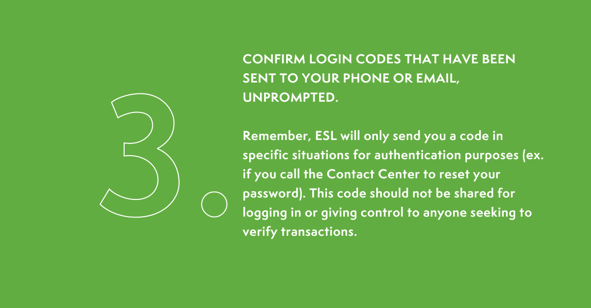 It’s #NationalConsumerProtectionWeek, and we want to help equip you with the knowledge you need to stay safe against fraud and scams! Did you know that ESL will never ask you to complete the following actions? Learn more: esl.org/about-us/fraud…