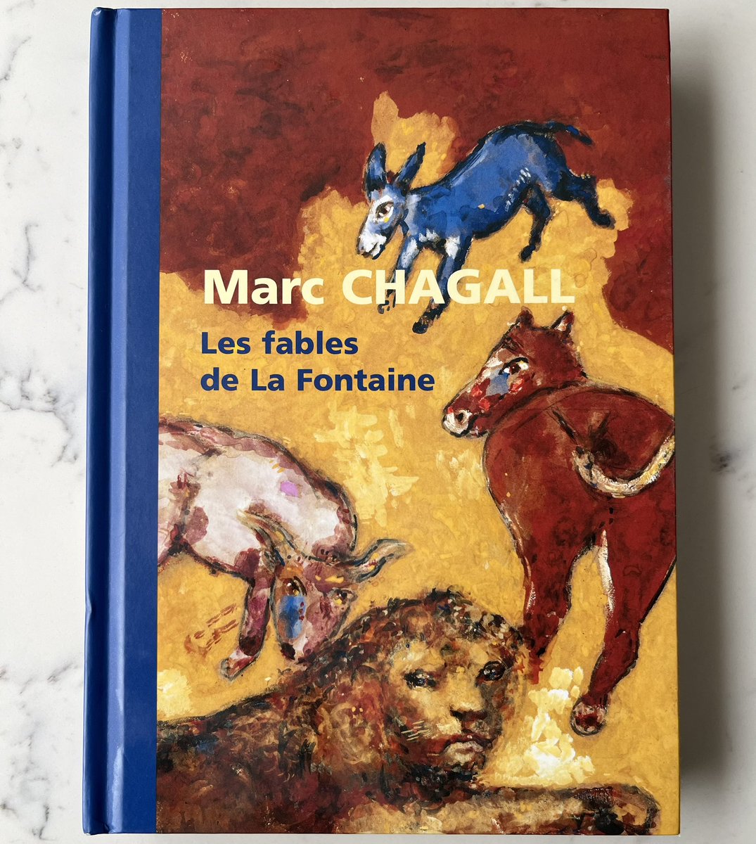VilarBou's tweet photo. A mediados de los años 20 del siglo pasado, el pintor Marc Chagall recibió el encargo de ilustrar cien fábulas de La Fontaine. El resultado es un brutal choque entre el clásico francés de las letras y un pintor rompedor recién llegado de Rusia a Francia. https://t.co/kWQHAW4Ri1