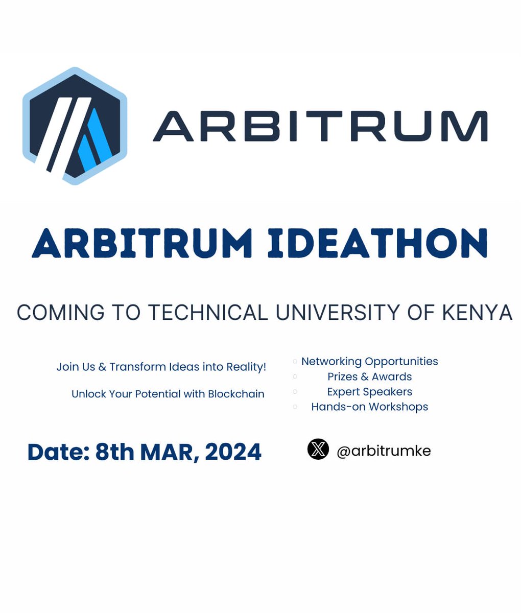 Join us tomorrow at <a href="/TU_Kenya/">Technical University of Kenya</a> as  we delve into the world of WEB3 together with <a href="/arbitrumke/">Arbitrumkenya(💙,🧡)</a> .