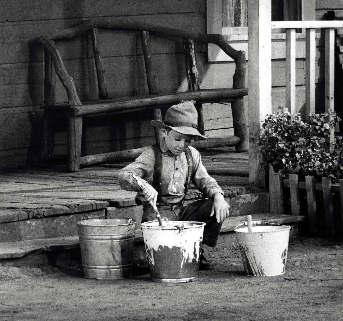 Just mixin’ up a little whitewash on the set of #Gunsmoke, 1972. ##seventiestelevision