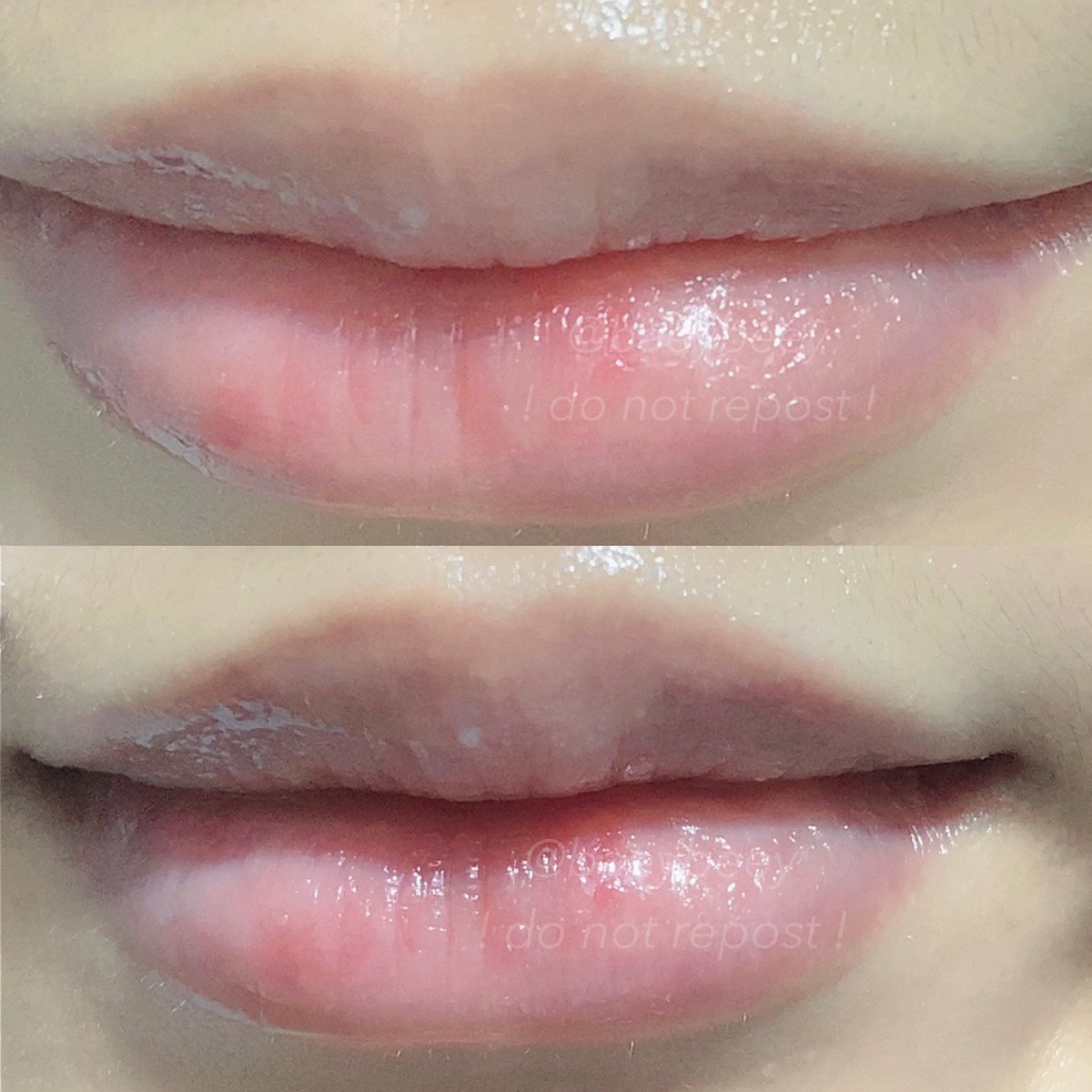 ini bibir polosan aku dan ini versi ombrenya yaaa🙇🏼‍♀️

aku kalo ombre pake kuas yaa, gapake aplikatornya langsung. soalnya suka ketebelan dan mbleber:( 

oiya untuk hasilnya ombre atau lippnya ak ga menjamin sama, mungkin bakal beda di kalian🙇🏼‍♀️