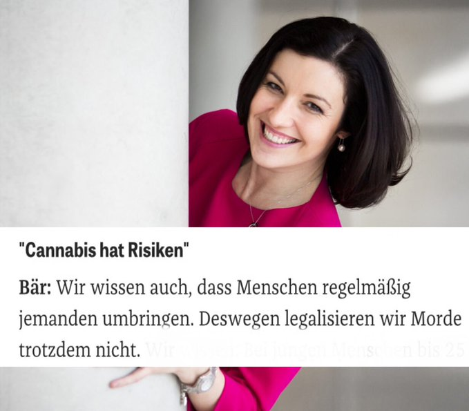 Dirk: "Wir wissen auch, dass Menschen einen riesigen Dachschaden haben wenn sie kiffen mit Mord gleichsetzen."
Die hackt auch Heizöl, die dumme Trulla.