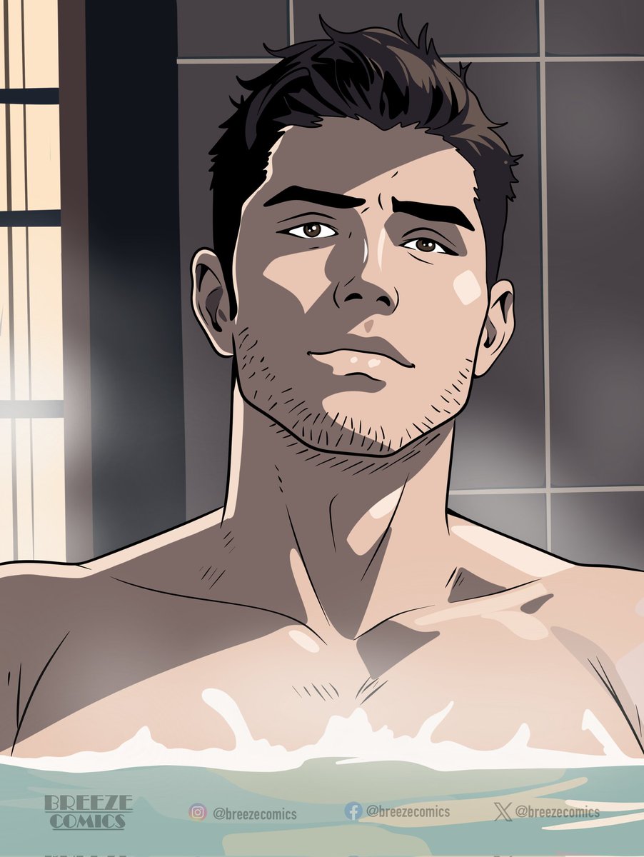 Relaxing in the bath...#art #artist #artwork #digitalart #character #characterdesign #comicart #oc #illustration #bath #relax #relaxing #handsomeman