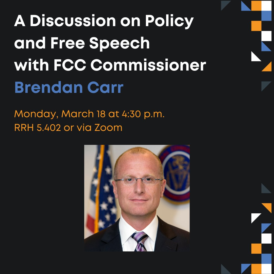 Please join the Salem Center next Monday as we welcome FCC Commissioner Brendan Carr.⁠
⁠
For more information on this event, check out the link below!⁠

salemcenter.org/event/a-discus…
⁠
#UTexas #TexasMcCombs #SalemCenter #HookEm