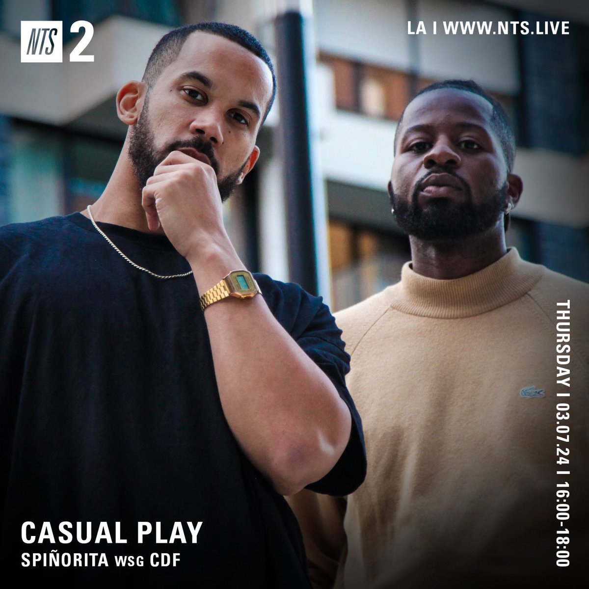 My special guests on Casual Play are Coup De Foudre (love at first sight ❤️) Alex Coly & Chuck Black from France by way of Amsterdam. Tune in from 4-6pm PT on NTS.live/2