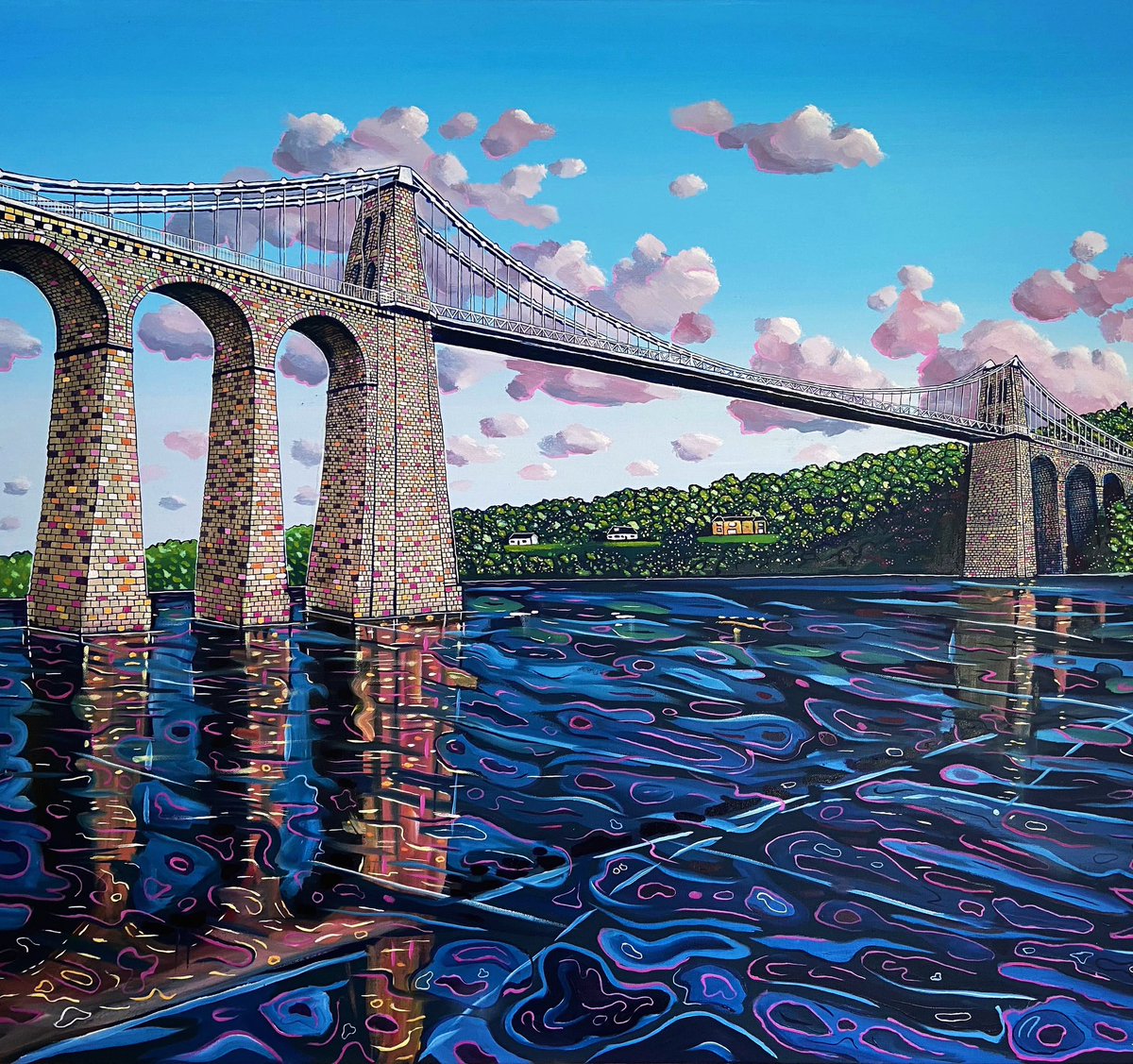 The Menai Bridge, Anglesey. . . #menaibridge #anglesey #angleseycoastalpath #Northwales #Wales #Cymru #welsh #welshart #welshlandscape #visitwales