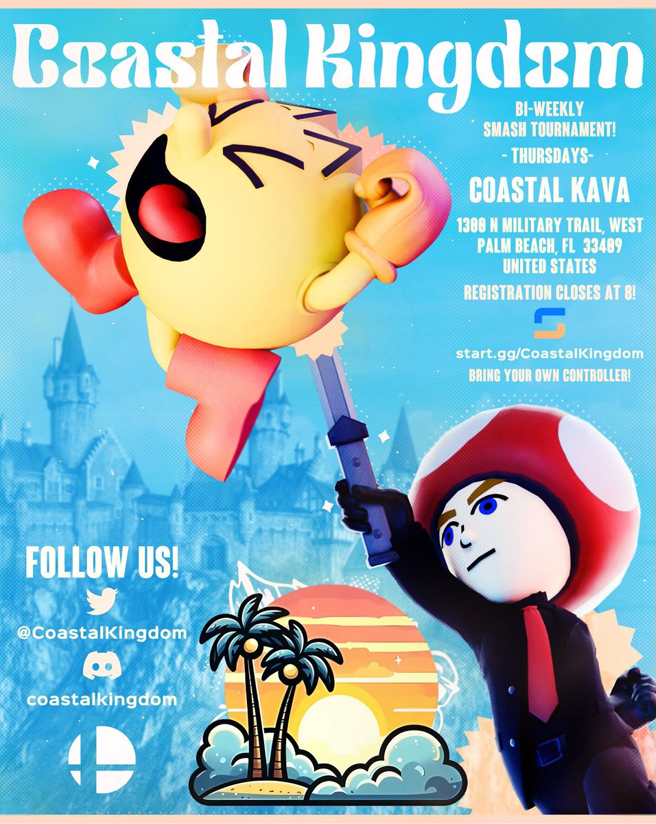 CoastalKingdom's tweet photo. Coastal Kingdom #3 is LIVE! 

https://t.co/LWivGadQKL

Pre-local before Cirque Du CFL

Registration closes Thurs at 8

Hosted by Coastal Kava
1300 N Military Trail
West Palm Beach, FL 33409

Poster made by: @King_TeaS https://t.co/u1AqrGpuQW