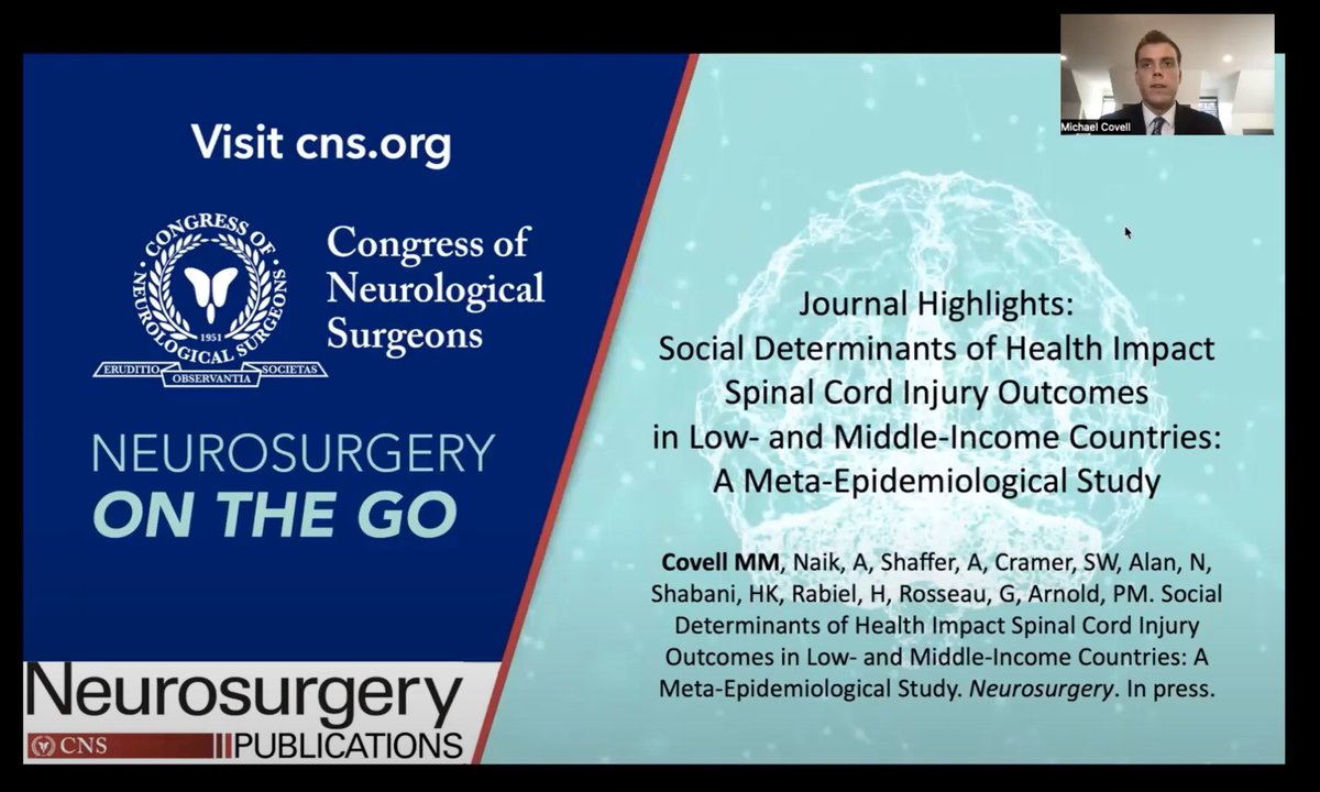 Thank you @NeurosurgeryCNS for highlighting our work via the #NeurosurgeryOnTheGo #JournalHighlights series. SCI remains a global health challenge robustly impacted by SDoH. Check out the main points here! m.youtube.com/watch?v=HDYCdH… @anantnaikmd @annabelleMD25 @grosseaumd et al.