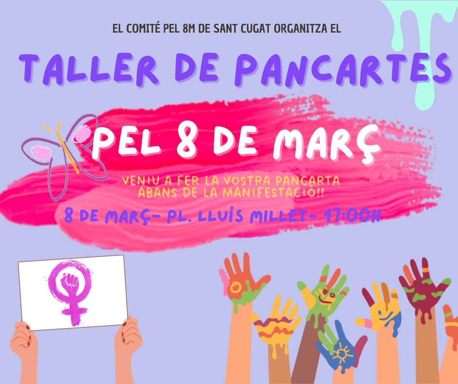 Afescoeducacio's tweet photo. Famílies! Taller de pancartes per la mani de demà que organitza el Comité del 8M de Sant Cugat!!!! ✨ 😍 https://t.co/xMmEI8k0O1
