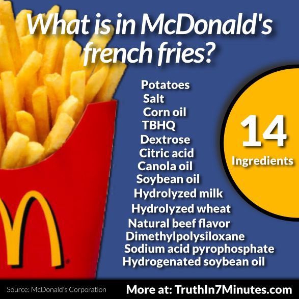 McDonald’s “fries” contain 14 ingredients.

Insane to think they used to just cook these in beef tallow.

You can literally chop potatoes, cook them in beef tallow, add spices… and enjoy fries that not only taste delicious but are literally a health food.