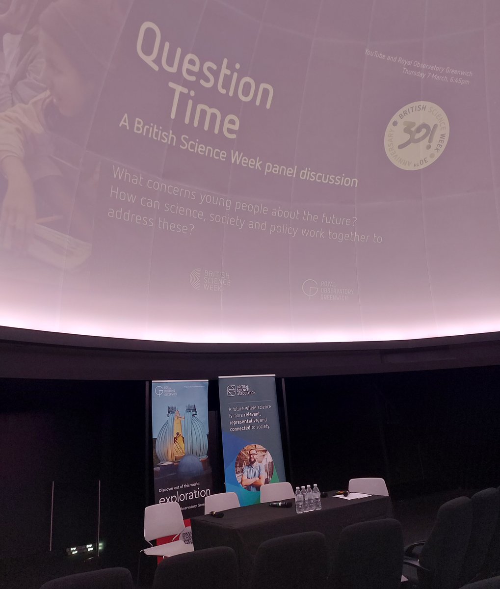 The launch event for <a href="/ScienceWeekUK/">British Science Week</a> starts in just 15 minutes and we'll be live-posting throughout the event!

We're hosting a panel discussion at the Planetarium <a href="/ROGAstronomers/">Royal Observatory Greenwich</a>, with panellists <a href="/uksciencechief/">Government Office for Science</a>, <a href="/cloverhogan/">Clover Hogan</a>, Kai Leighton, Alex Holmes and Nelufar Hedayat 🌌🔭.