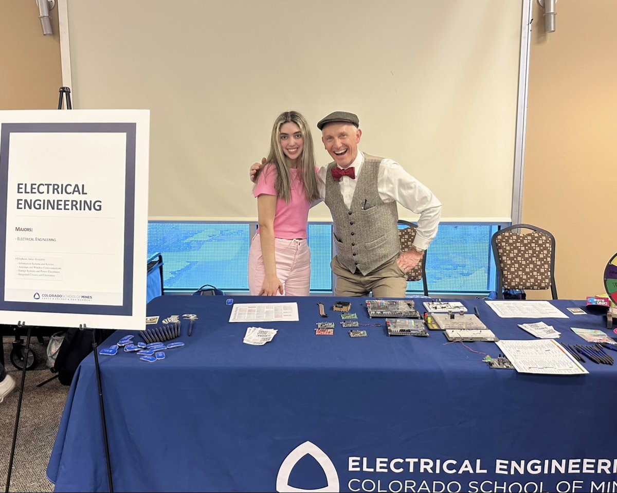 Dr Coulston and Dr Sager helped run the EE major fair booth this year! Major fair is where we get to chat with  students and help them figure out what major fits best! Not only were we able to show off some awesome boards from our labs, but we gave away some fun RGB LED prizes!