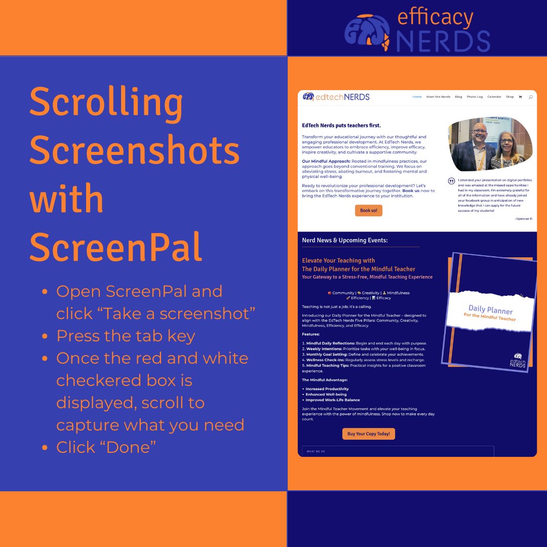 Ever wish you could capture more than what's on your screen?

Capture scrolling screenshots that are either vertical (great for websites) or horizontal (great for spreadsheets with multiple columns) with ScreenPal .

Here's a tutorial to learn more: screenpal.com/tutorial/take-…