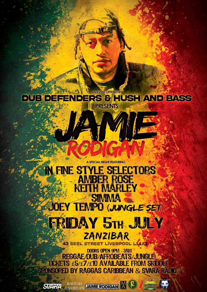Mark Johnstone (@mjruckus) on Twitter photo July 5 <a href="/DubDefenders/">Dub Defenders</a> and <a href="/hushushmedia/">hushushmedia</a> presents <a href="/JamieRodigan/">Jamie Rodigan</a> at the Zanzibar, Liverpool
🔥🔊🔥🔊
facebook.com/share/F9Y88Eyc… July 5 <a href="/DubDefenders/">Dub Defenders</a> and <a href="/hushushmedia/">hushushmedia</a> presents <a href="/JamieRodigan/">Jamie Rodigan</a> at the Zanzibar, Liverpool
🔥🔊🔥🔊
facebook.com/share/F9Y88Eyc…