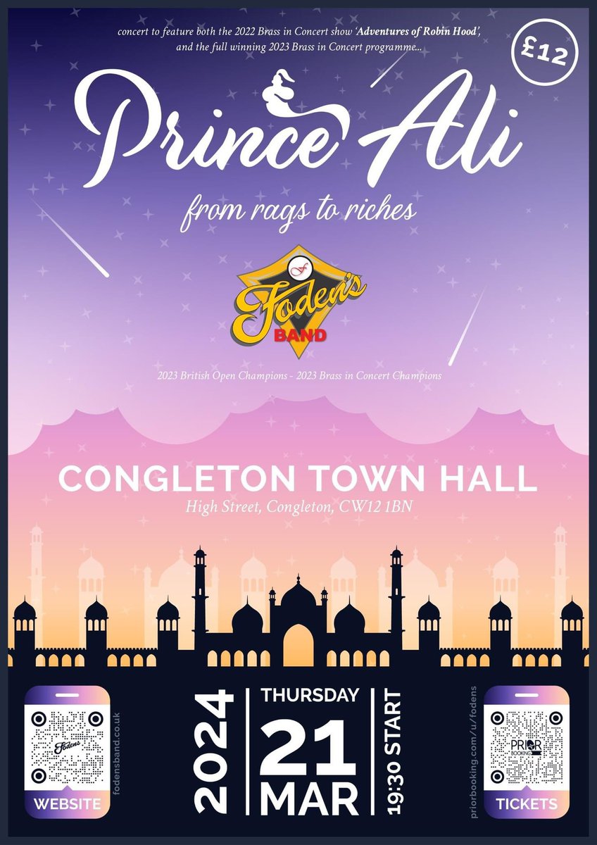 As part of our 'Youth Develpoment Policy' we are able to offer free tickets (to under 18’s) for a concert on the 21/3, Congleton Town Hall, 7.30pm priorbooking.com/u/fodens @socheshire @CongInfoCentre @CongletonChron