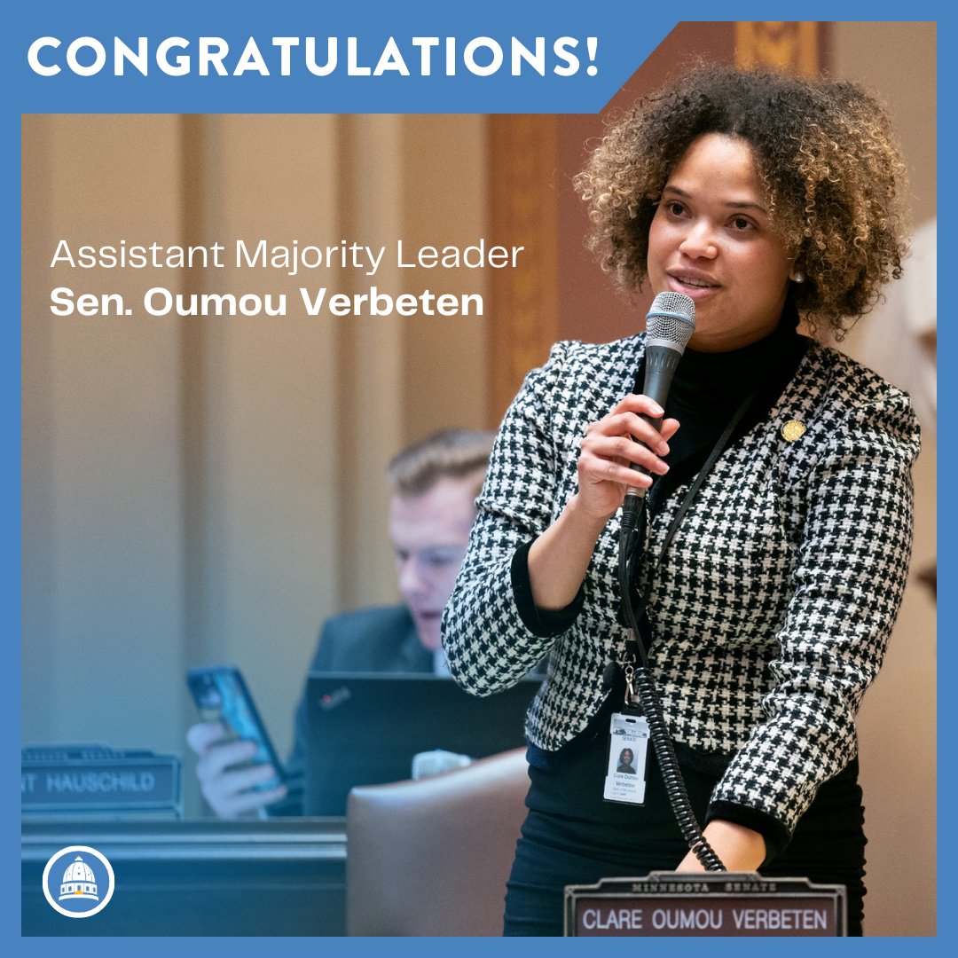 Join us in celebrating the election of @SenClareOumou as an Assistant Majority Leader for the Senate DFL Caucus! #mnleg