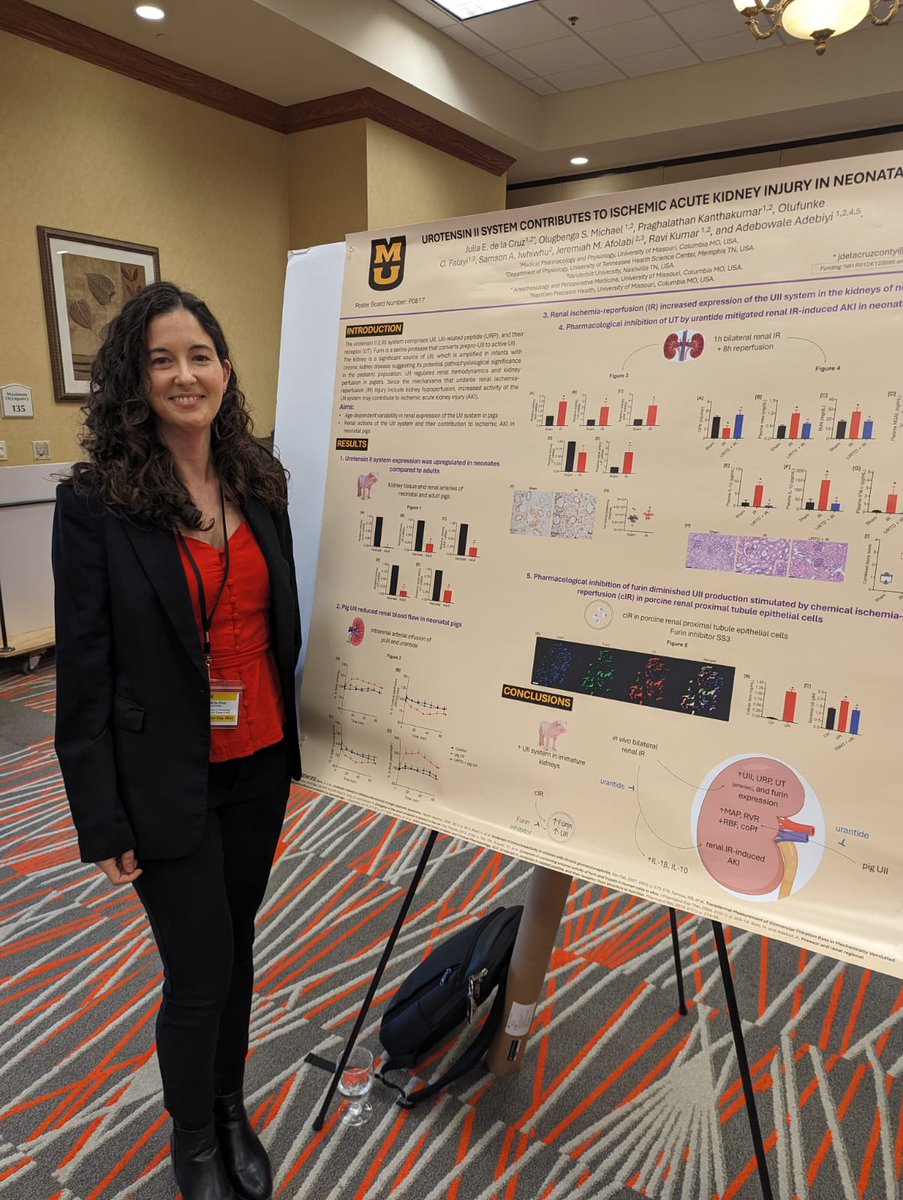 Huge congratulations to Julia de la Cruz for winning the 1st place postdoc poster award at Mizzou's 31st CV Research Day! What an outstanding achievement! Your dedication, hard work, and expertise have truly paid off, setting an inspiring example for all. 🏆🎉🎉 #Mizzou #research