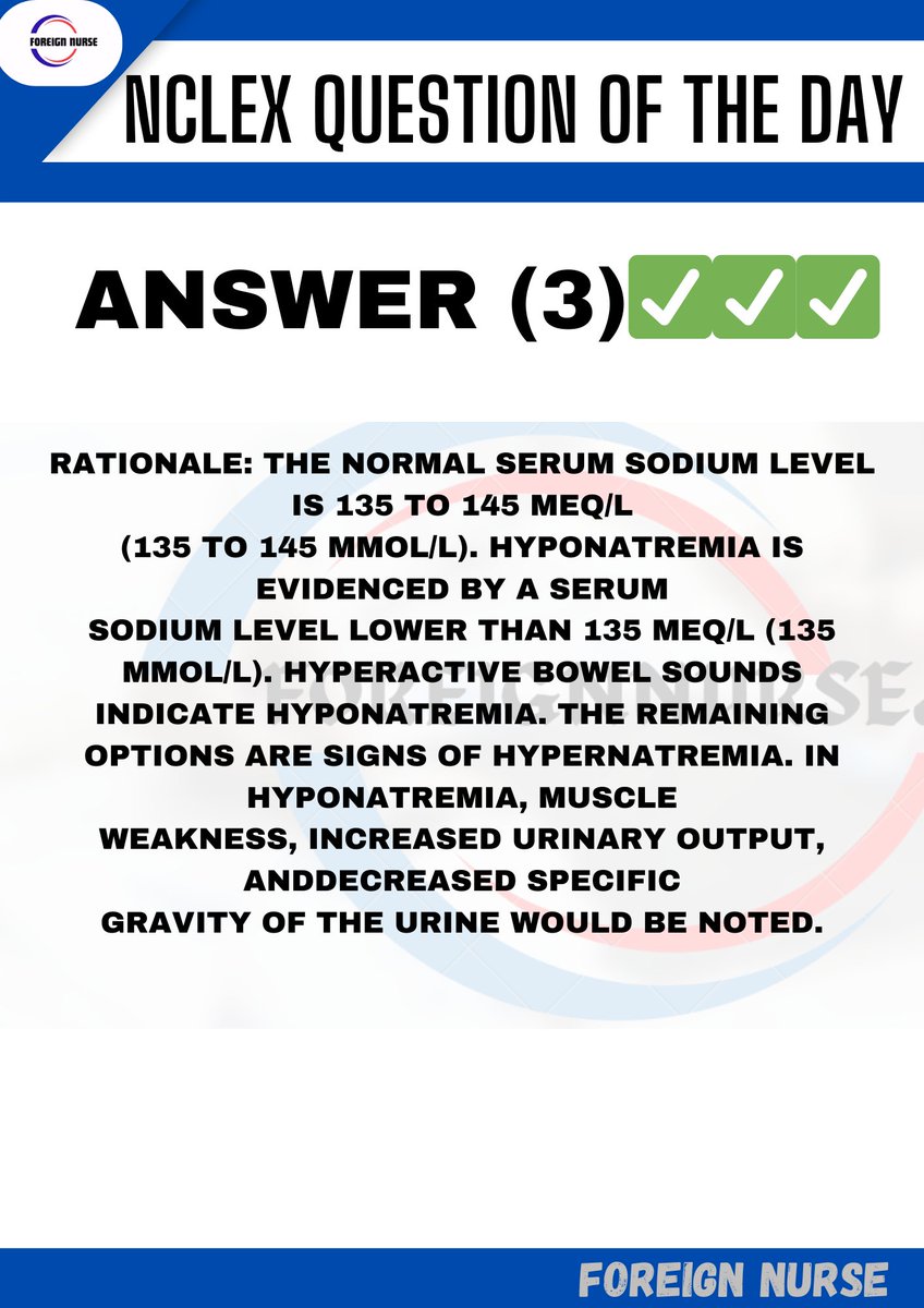 NCLEX QUESTION ANSWER 💃🏻 COMMENT IF YOU GOT IT RIGHT KEEP PRACTICING IF YOU DIDN'T GET IT