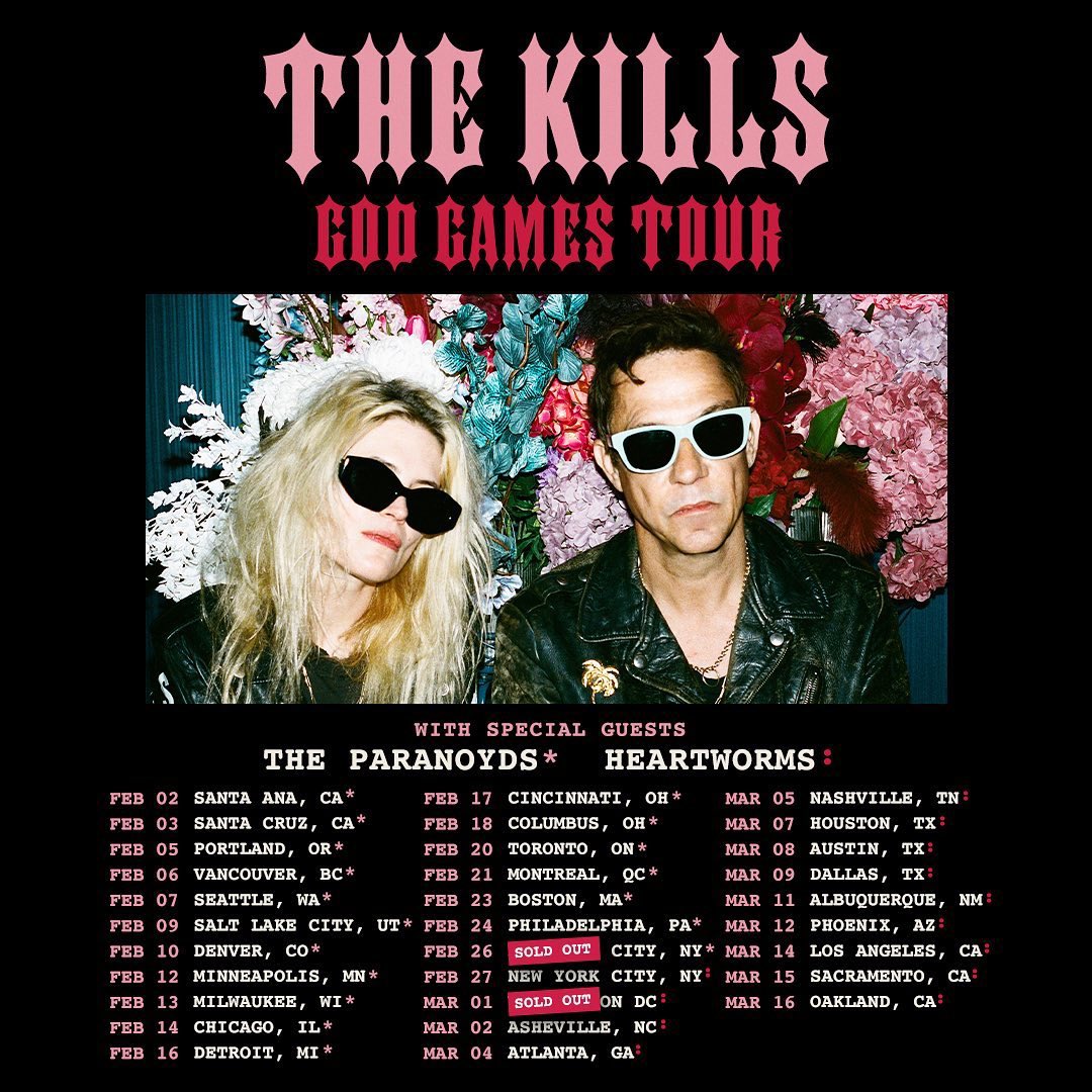 .@iamheartworms are part way through their US support run with @TheKills on their God Games Tour! Get your tickets now 🇺🇸 thekills.tv/tour#tour