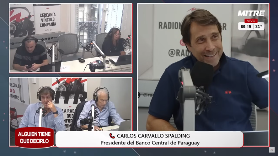 Inflación controlada en Paraguay genera interés internacional.

En entrevista con <a href="/radiomitre/">Radio Mitre</a>, el pdte. <a href="/CarlosDCarvallo/">Carlos Carvallo Spalding</a> explicó que, para la efectividad de la política monetaria, resulta fundamental la autonomía y credibilidad del BCP.
youtu.be/vaYfXawnADU?si…