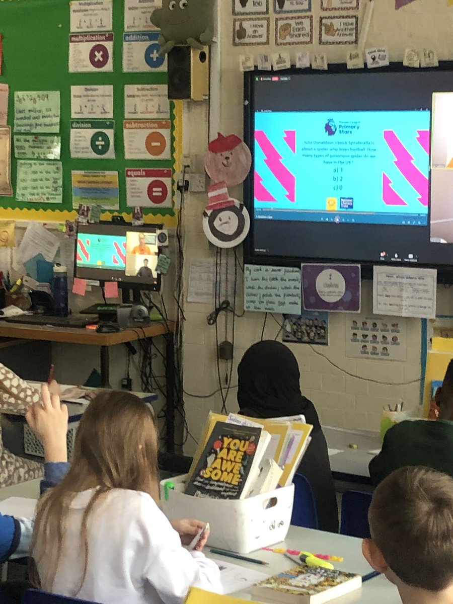 Year 5 took part in the live World Book Day: Footy and Booky Quiz this morning! We really enjoyed answering football and story quiz questions and finding out which books inspired a love of reading for professional footballers! @FossdeneSchool @Literacy_Trust @BenLyttelton