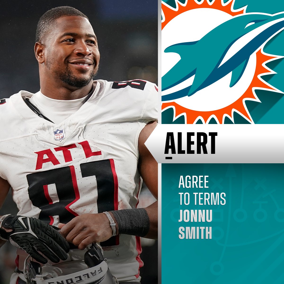 Dolphins and TE Jonnu Smith have agreed to a 2-year, $10M deal. (via @rapsheet)