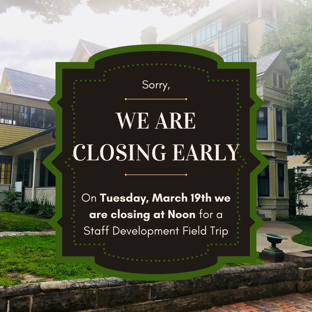 TWolfeMemorial's tweet photo. wolfememorial We will resume normal business hours on
Wednesday, March 20th. Thank you for your
understanding!
#ThomasWolfe #ThomasWolfeMemorial
#StaffDevelopment #AshevilleNC #museum
#HistoricSite https://t.co/38pbevxV5i