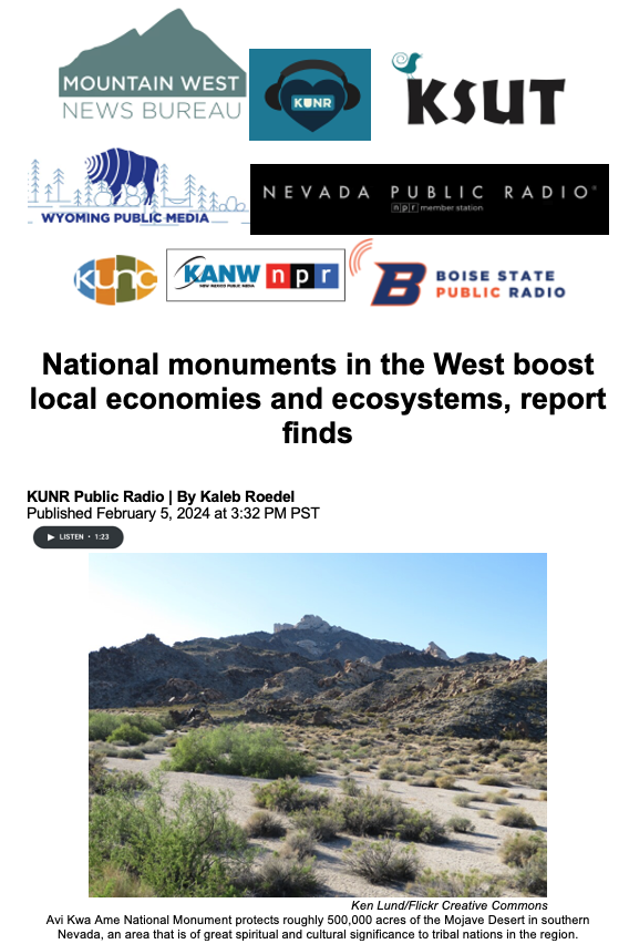 Our recent report was covered by the Mountain West News Bureau! Check it out - kunr.org/local-stories/…

#ProtectCADeserts #ProtecttheDolores #GreatBendOfTheGila  #ProtectKwtsan #ProtectMimbresPeaks #ProtectTheOwyhee #ProtectSáttítla #MolokLuyuk #SanGabrielMountainsForever