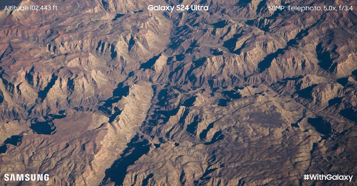 jmatuk's tweet photo. Samsung colocó varios #GalaxyS24Ultra en un globo y los puso a tomar fotos hasta llegar a la estratosfera para demostrar la capacidad fotográfica de su nuevo teléfono, capturando fotos de la tierra a 36 km de altura en varias ciudades de USA. ¿Qué te parecen los resultados? https://t.co/R3rtQgDsdU