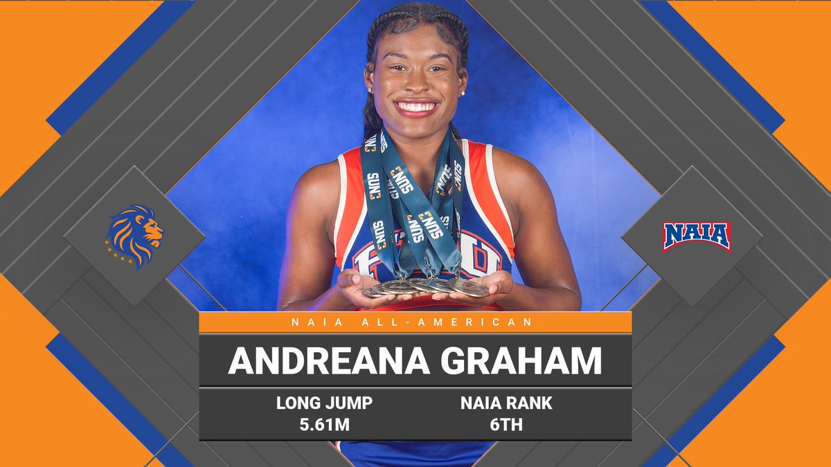 Congrats to dual sport athlete Andreana Graham of @FLMemorialUniv for earning @naia All-American honors for her 6th place finish in the long jump at #NAIA Nationals! 🦁🦘 Way to go Andreana! @SunConference #fmu #Lions #hbcu #AndreanaGraham #longjump #SUNconference #allamerican