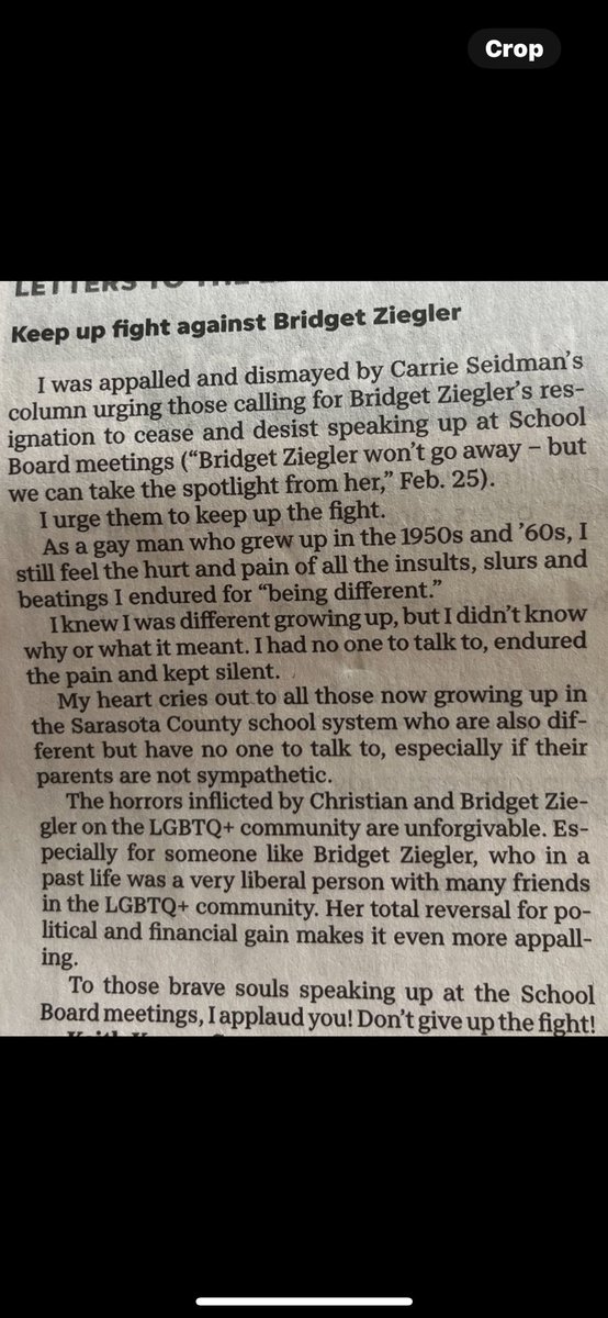 Cathy2NotToday's tweet photo. “The horrors inflicted by Christian&amp; Bridget Ziegler on the LGBTQ comm are unforgivable. Esp for someone like Bridget who in a past life was a very liberal person w many friends in the LGBTQ community. Her total reversal 4 political, &amp; financial gain makes it even more appalling” https://t.co/Yhhb6PqEHP