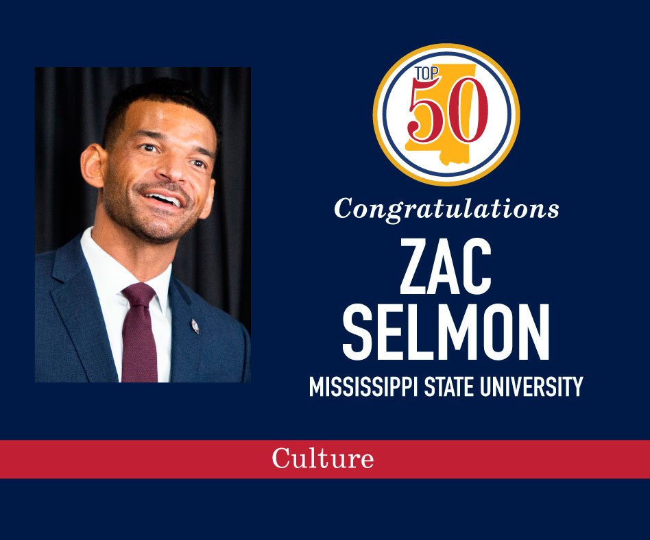 Join us in congratulating @zacselmon @HailState on being named to the 7th Class of the Mississippi Top 50. MS Top 50 is the annual list of Mississippians judged to be among the most influential leaders in the state. See all of this year's honorees: mstop50.com/winners