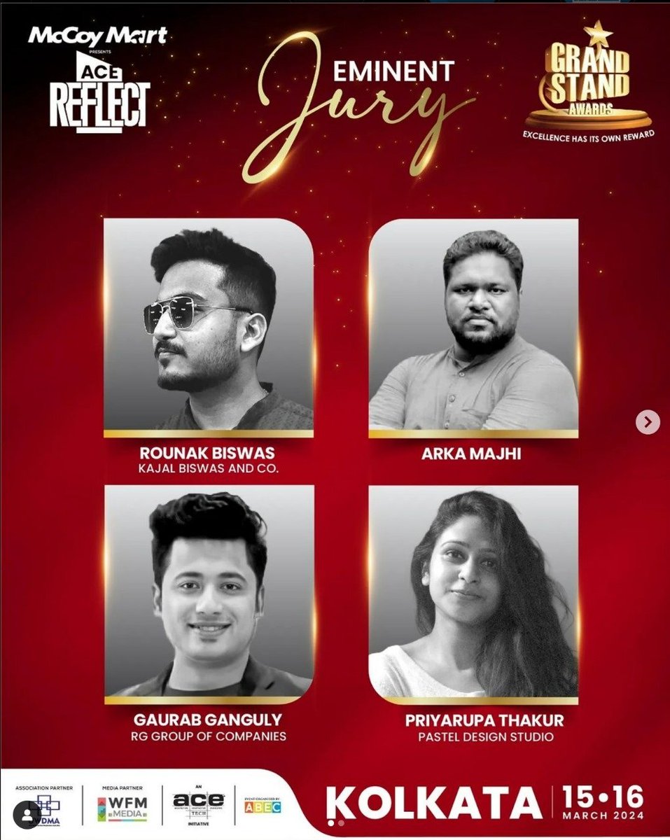 Thrilled to announce that I'm a part of the jury at the ACE Reflect by Acetech for judging the Grand Stand Awards. It is organized at the Netaji Indoor Stadium at Kolkata on 15-16-17 March. Stay Tuned