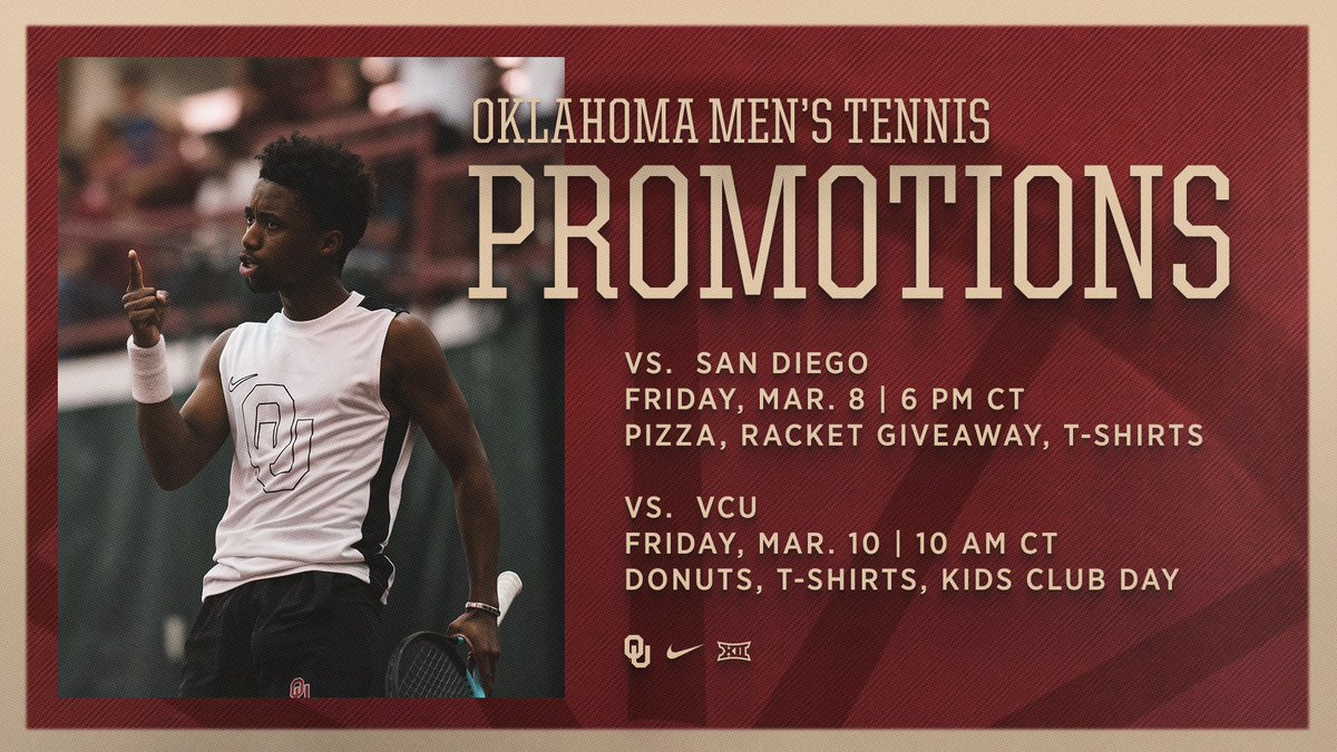 OU_MTennis's tweet photo. Did someone say racquet giveaway? 🎾

Two home matches coming your way this weekend! We'll see you tomorrow!