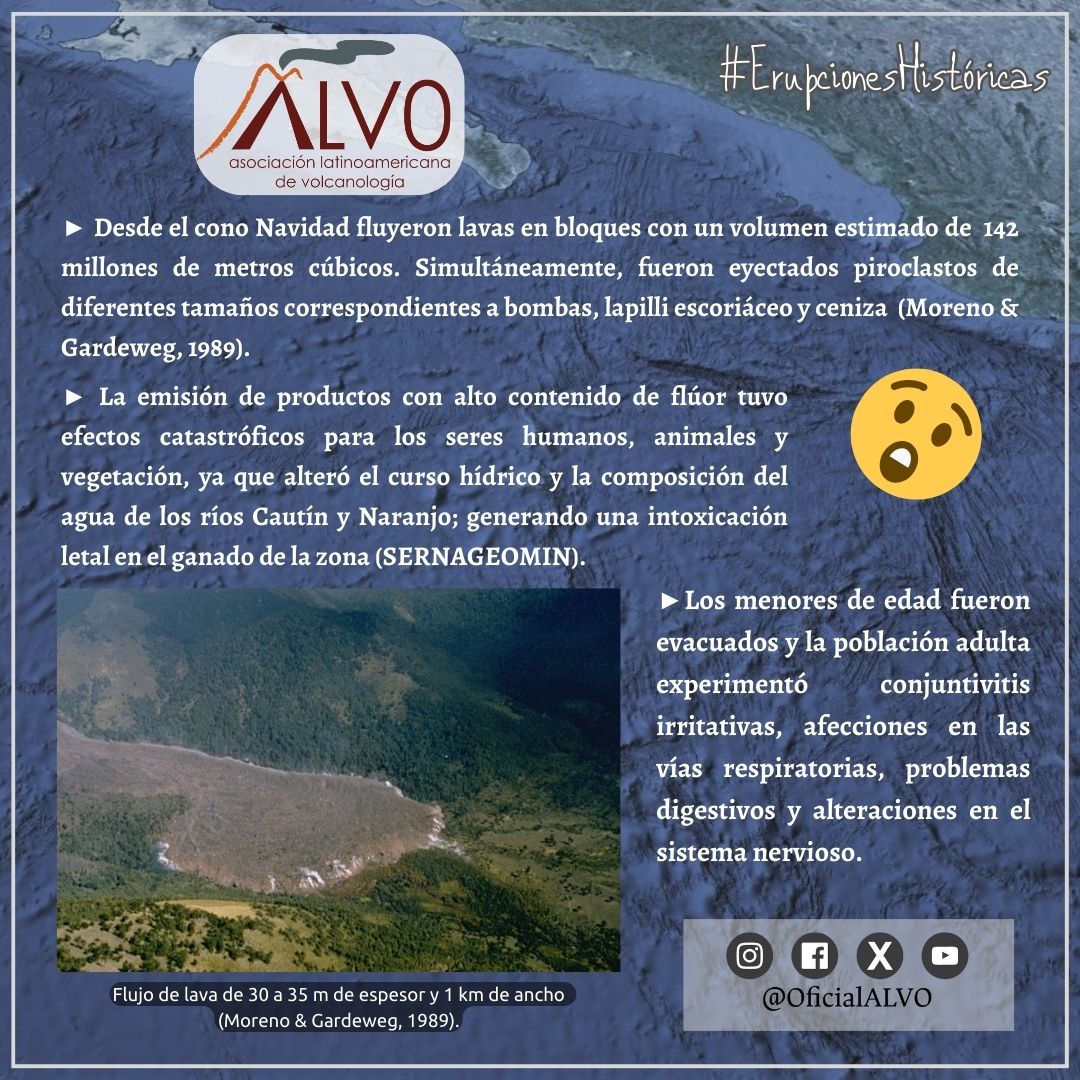 ¡Hoy es #jueves de #erupciones #históricas! Te presentamos el cono Navidad, producto de la #erupción #fisural del 25 de #Diciembre de #1988 del flanco NE del #volcán #Lonquimay.