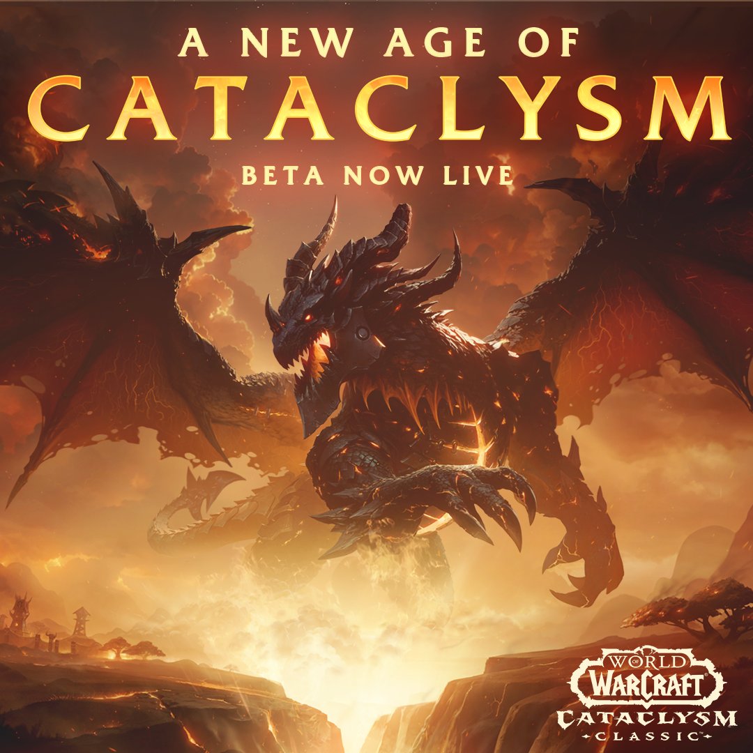 Cataclysm Classic enters closed beta today! Reignite the fire and usher in a new Azeroth. Sign Up: blizz.ly/3PdHkw5