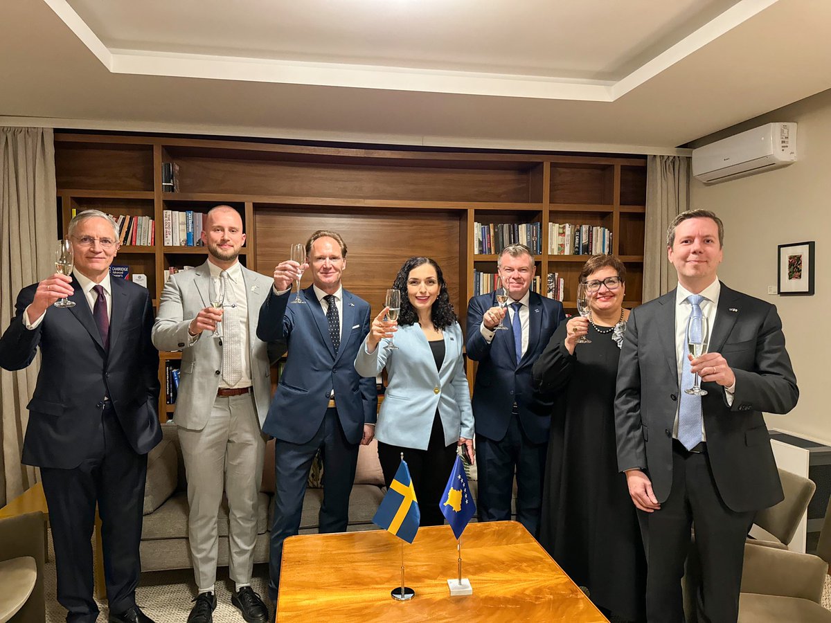 Together with @AmbSwedenKosovo Westerlund and other friends & allies, we’re celebrating this landmark day as Sweden formally joins NATO. This significant leap forward strengthens not just the security of Sweden but also the fabric of European peace & security. Grattis, Sverige!