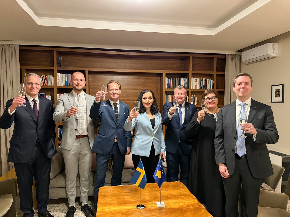 Together with <a href="/AmbSwedenKosovo/">Ambassador of Sweden to Kosovo</a> Westerlund and other friends &amp; allies, we’re celebrating this landmark day as Sweden formally joins NATO.

This significant leap forward strengthens not just the security of Sweden but also the fabric of European peace &amp; security.

Grattis, Sverige!