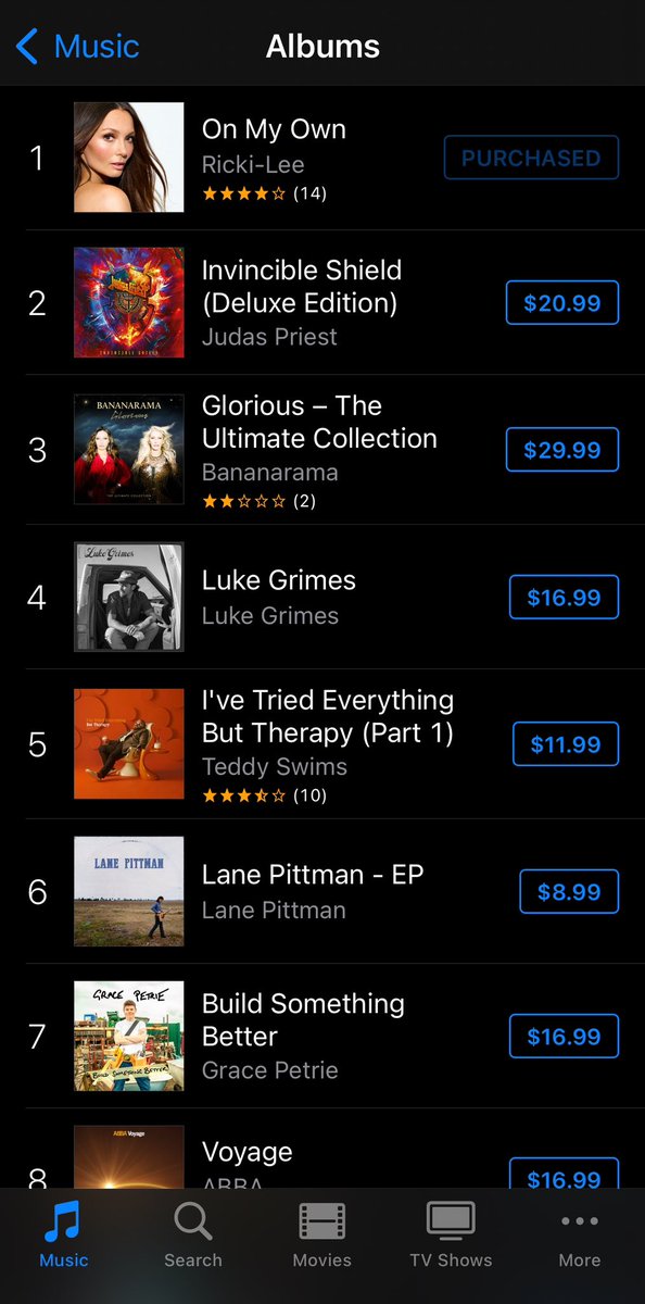 savagelee5's tweet photo. @TheRickiLee No. 1 on iTunes!!!!  🥳🥳🥳😘 https://t.co/2yAE9wETPO