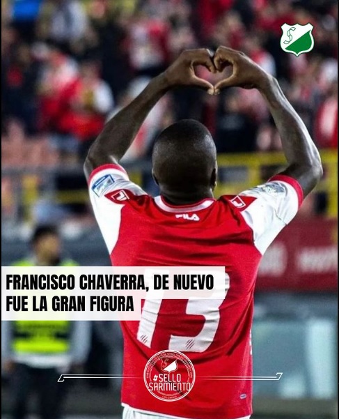 ESarmientoLora's tweet photo. Francisco Chaverra nuevamente fue la gran figura del partido con Independiente Santa Fe, en el triunfo 3-1 ante Boca Juniors de Cali, juego de ida por la primera fase de la Copa Colombia.

A Chaverra, le hicieron penal, fue pase gol y marcó gol.

#SelloSarmiento https://t.co/SlblsYrFVk