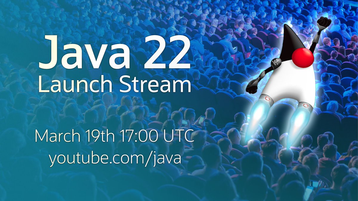 #Java22 is coming! Join us on March 19th for a live-stream event to celebrate another great release with technical deep dives, expert guests, a community update, and an exciting announcement. social.ora.cl/6016XaJbO