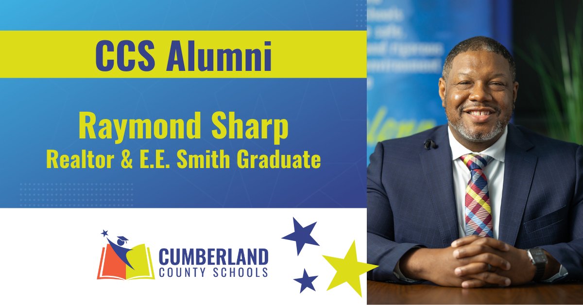 CumberlandCoSch's tweet photo. ๐ CCS Alumni Spotlight: E.E. Smith graduate Raymond Sharp shares why Cumberland County Schools is a great choice for families. Raymond is now a successful realtor in Fayetteville. https://t.co/cbCnukRl8b #CCSAlumni https://t.co/HwtKUS9YbI
