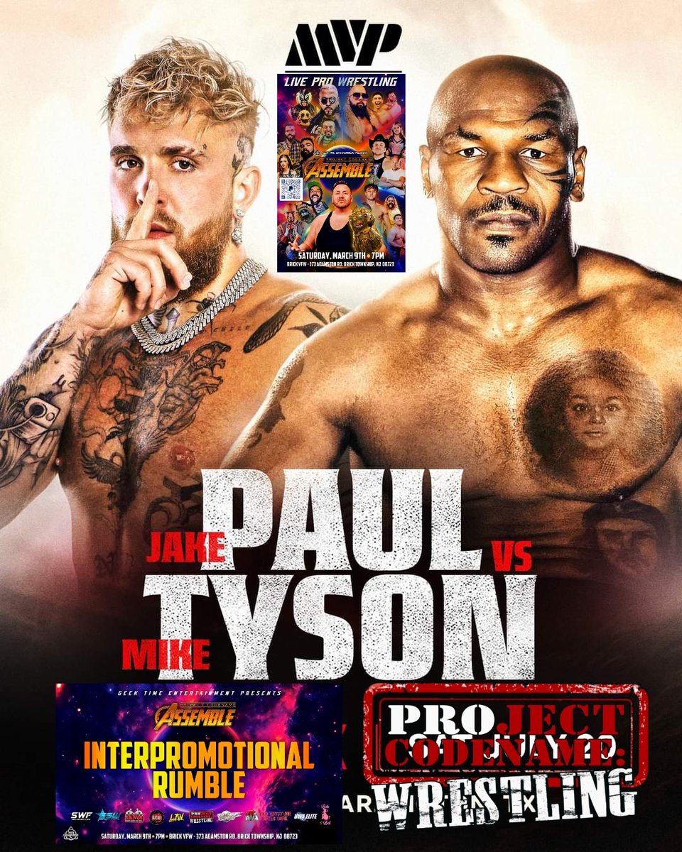 Thanks @netflix for the plug! Will @jakepaul & @MikeTyson be at #ASSEMBLE? Possibly....maybe....Maybe not? But find out for yourself Saturday night! 🎟-> tinyurl.com/PROjectcodenam… #PaulTyson #Netflix The biggest show in Ocean County NJ THIS SATURDAY NIGHT BRICK VFW!