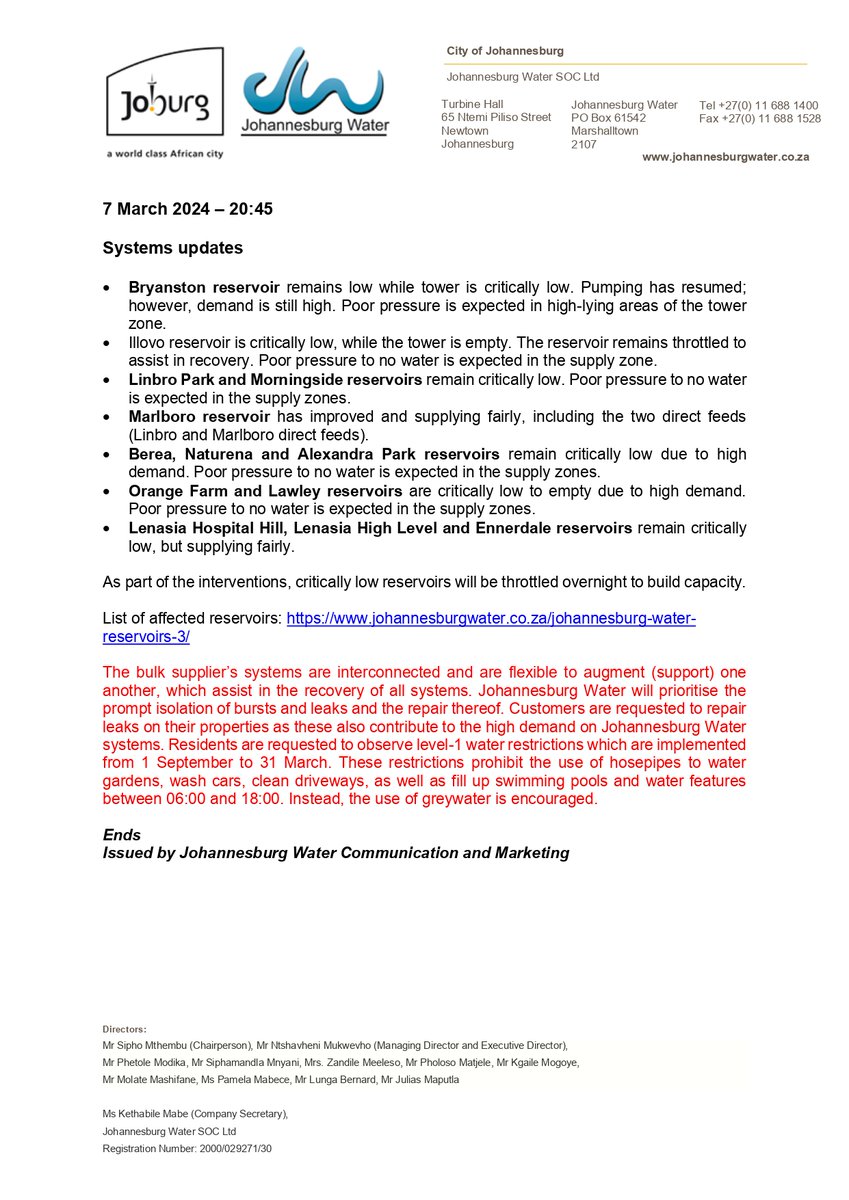 Johannesburg Water tweet media