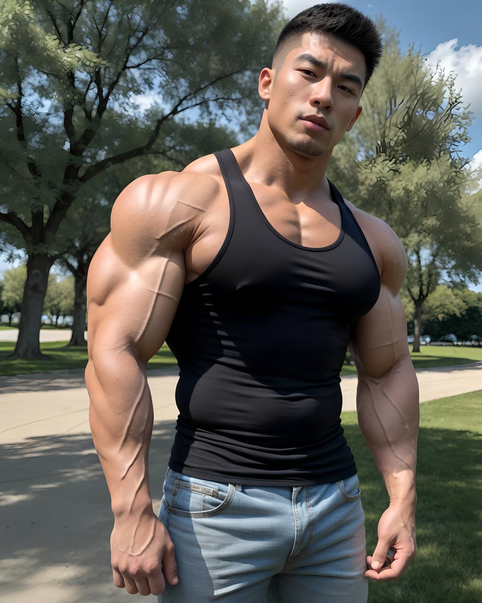 Sunny day at the park.

#muscle #muscles #muscleman #alphamuscle #musclealpha #musclegod #biceps #pecs #aimuscles #aihunk