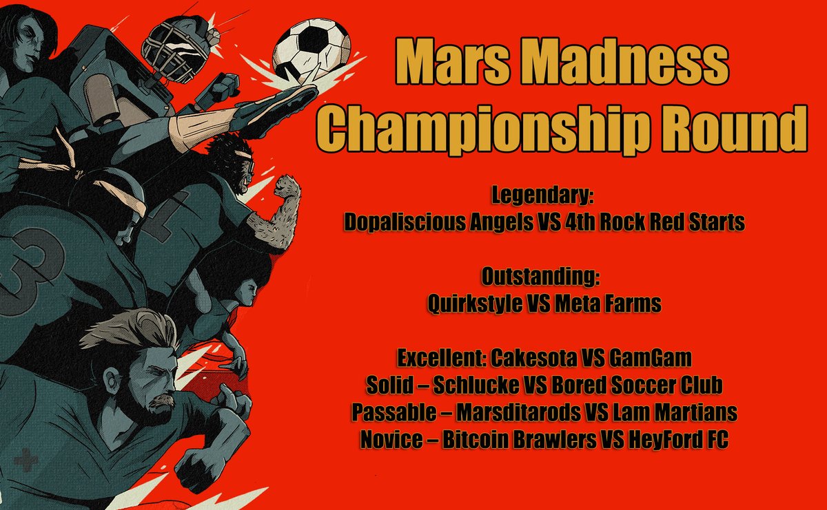 Martian Premier League (@martianpleague) on Twitter photo The MPL #MarsMadness round robin is in the books and the Championship round is about to kick off! Congrats to the top 2 teams from each skill bracket who will face off in this best of 3 finale! Good of luck! The MPL #MarsMadness round robin is in the books and the Championship round is about to kick off! Congrats to the top 2 teams from each skill bracket who will face off in this best of 3 finale! Good of luck!