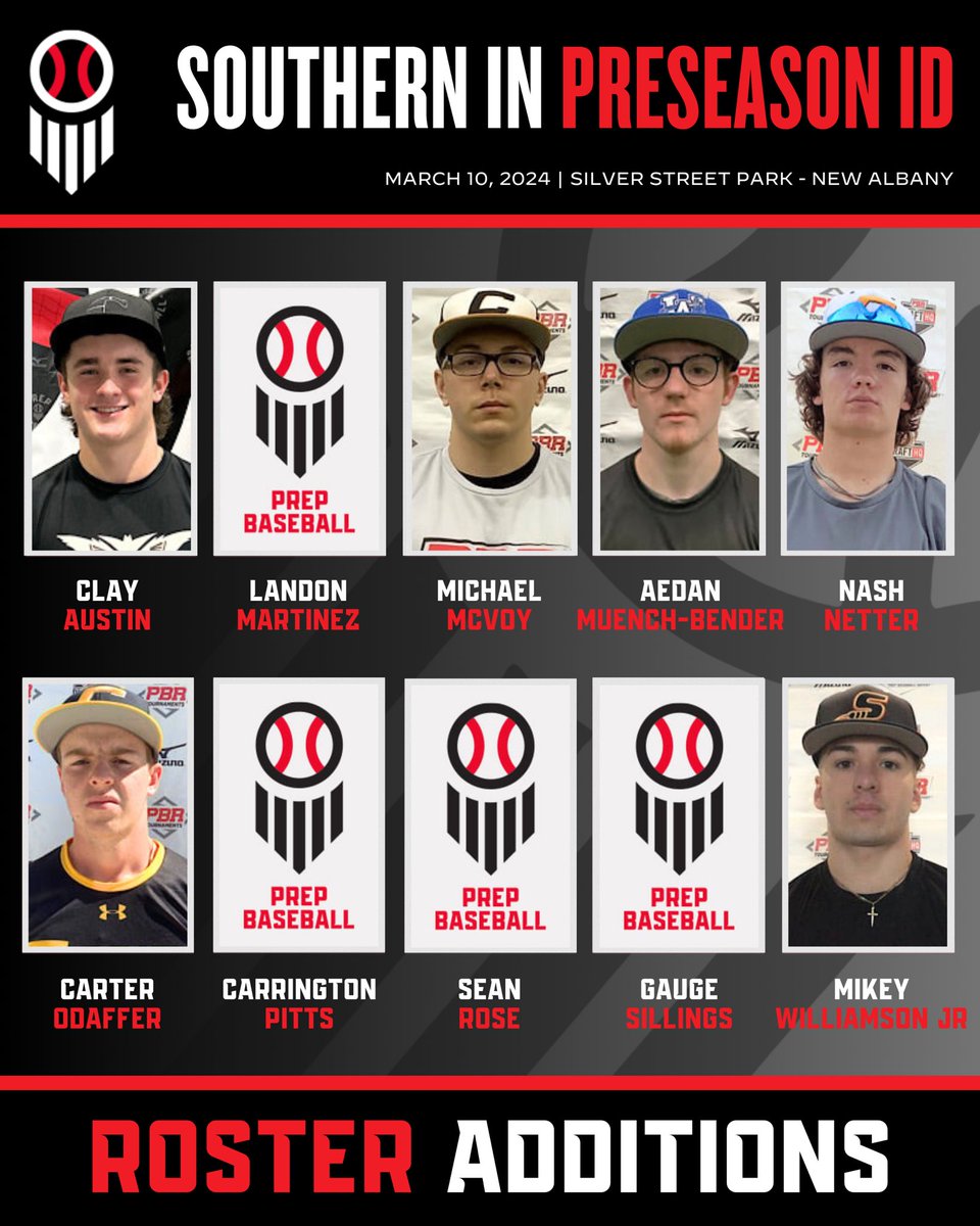 𝗦𝗼𝘂𝘁𝗵𝗲𝗿𝗻 𝗜𝗻𝗱𝗶𝗮𝗻𝗮 𝗣𝗿𝗲𝘀𝗲𝗮𝘀𝗼𝗻 𝗜𝗗
𝘙𝘰𝘴𝘵𝘦𝘳 𝘈𝘥𝘥𝘪𝘵𝘪𝘰𝘯𝘴✔️

🗓️ Sunday, March 10th
🎓 2024-2027
📍 Silver Street Park - New Albany

ʀᴇɢɪꜱᴛᴇʀ👉loom.ly/xdgztVU

Welcome to the following players👇